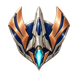 First Flight badge: a silver spacecraft with copper wings and a cyan engine