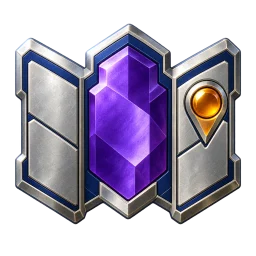 Sector Scout badge: an unfolded silver map with a purple crystal