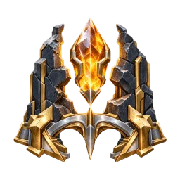 Last Bastion badge: a fortress protecting an orange crystal