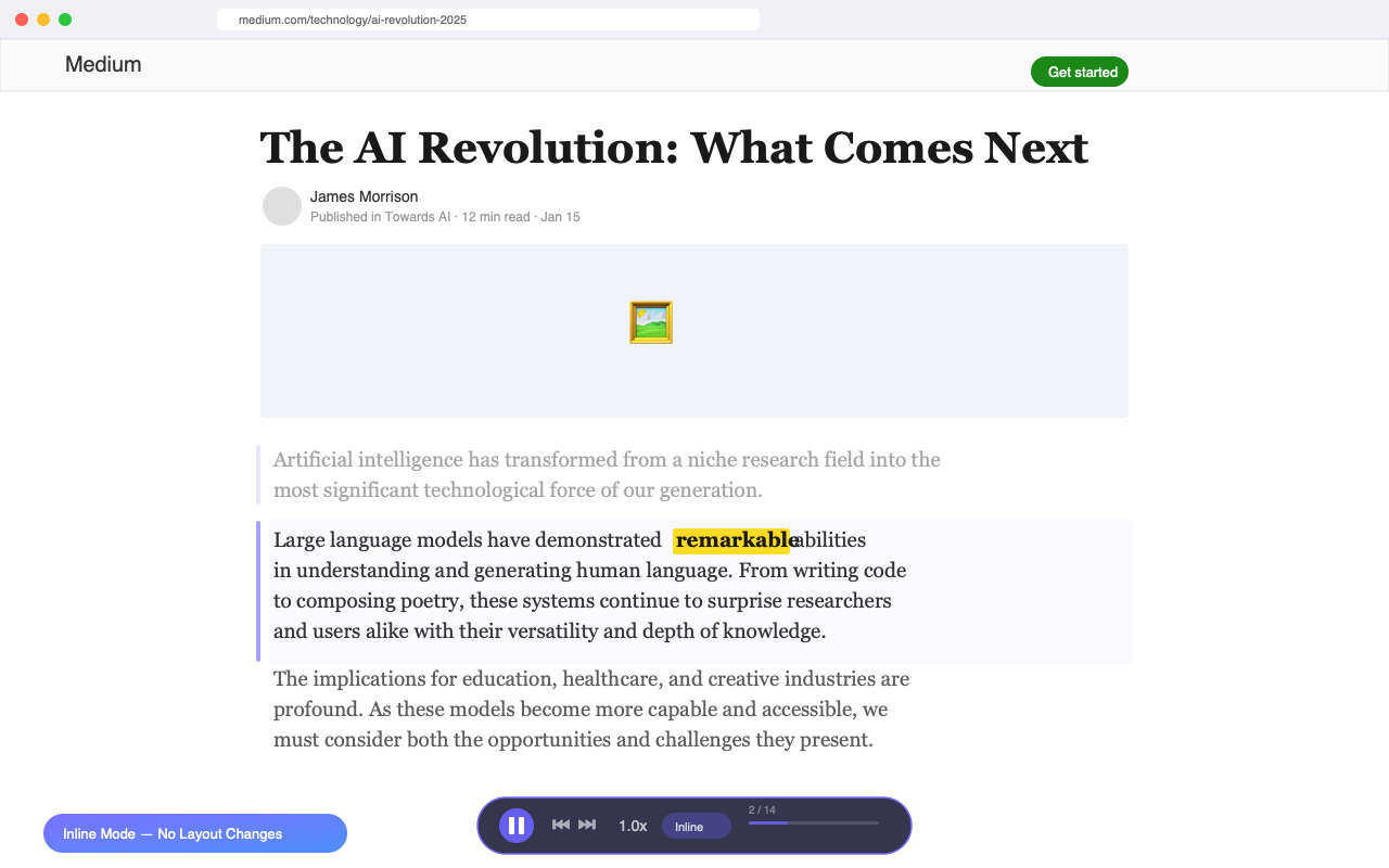 Inline highlighting mode